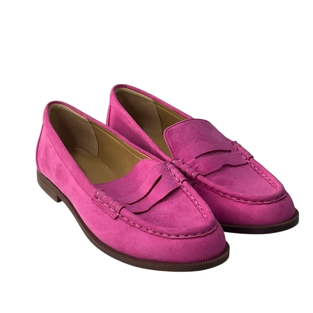 J. Crew Bold Bright Pink Flat Loafer Dress Shoes 7 Cottagecore Shabby Chic City‎